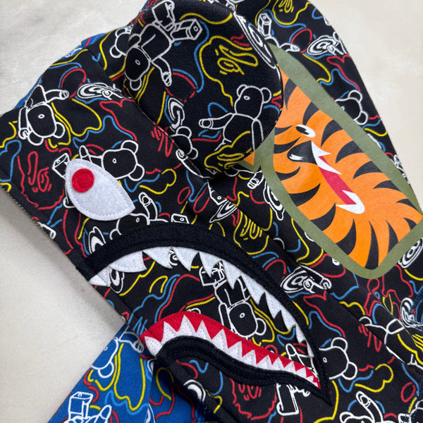 [M] Bape x Bearbrick Collab Split Shark Hoodie
