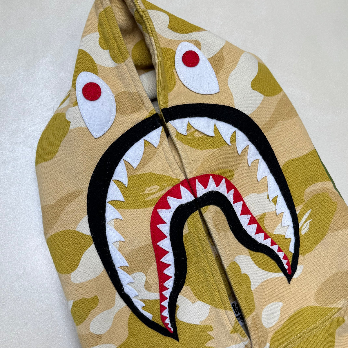 [M] Bape Full Gold Camo Shark Hoodie