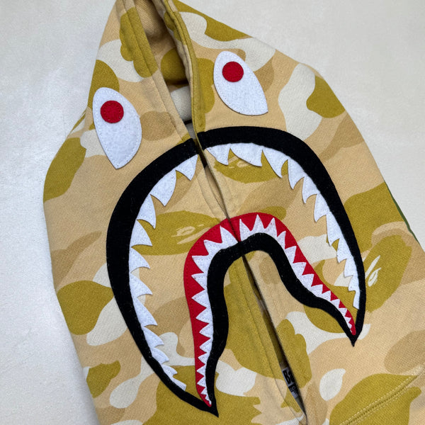 [M] Bape Full Gold Camo Shark Hoodie