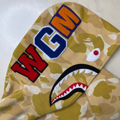 [M] Bape Full Gold Camo Shark Hoodie