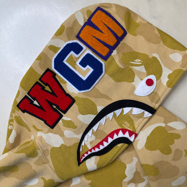 [M] Bape Full Gold Camo Shark Hoodie