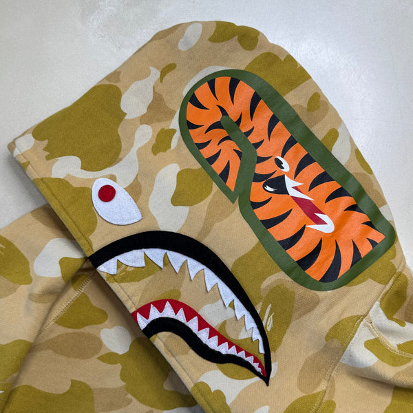 [M] Bape Full Gold Camo Shark Hoodie