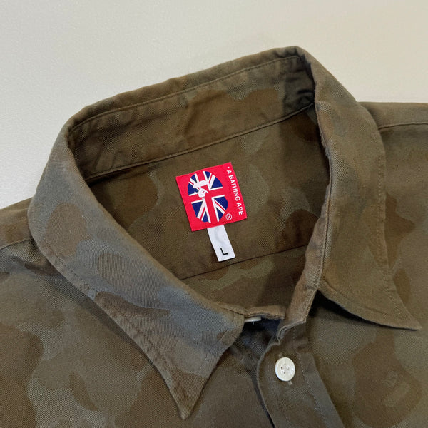 [L] OG Bape Subtle Olive Camo Button Up