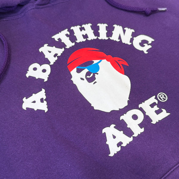 [L] Bape Purple College Logo Hoodie