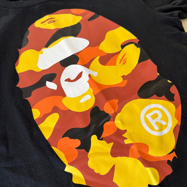 [S] Bape Orange 1st Camo Ape Tee