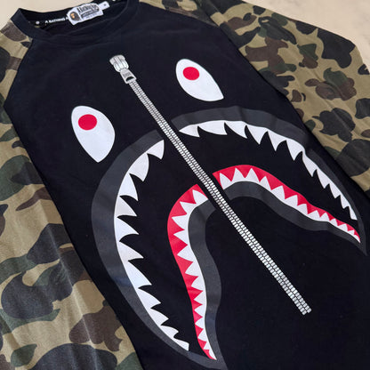 [M] Bape Camo Sleeves Giant Shark Tee
