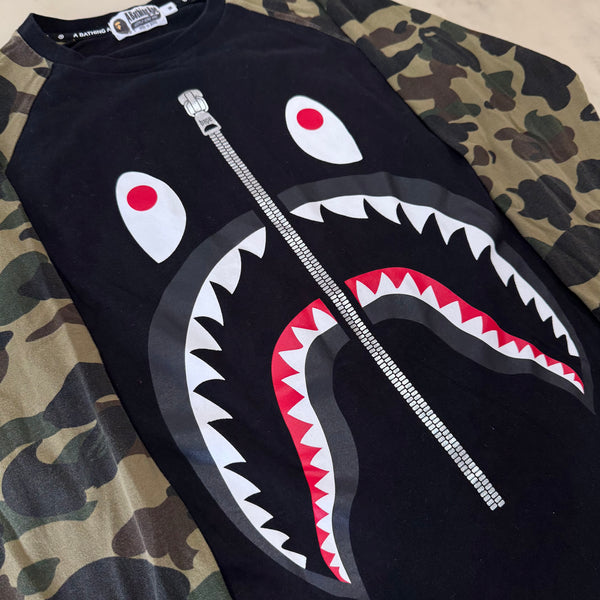 [M] Bape Camo Sleeves Giant Shark Tee