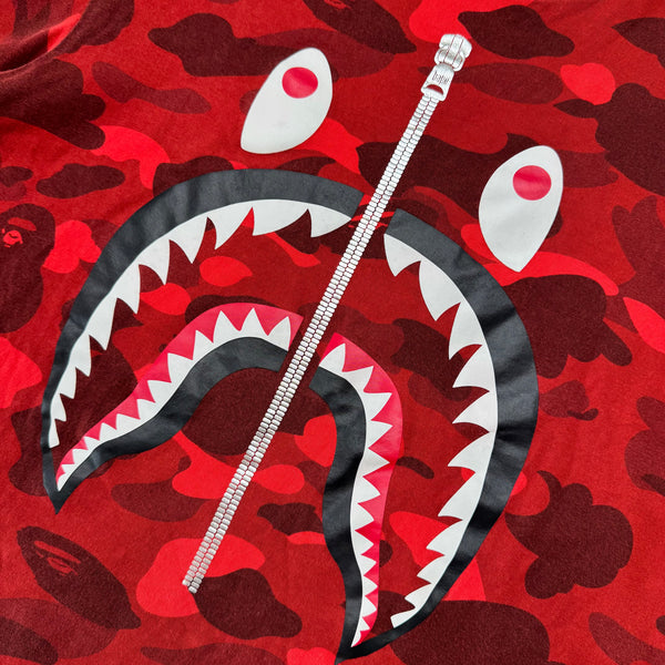 [M] Bape Red 1st Camo Shark Tee