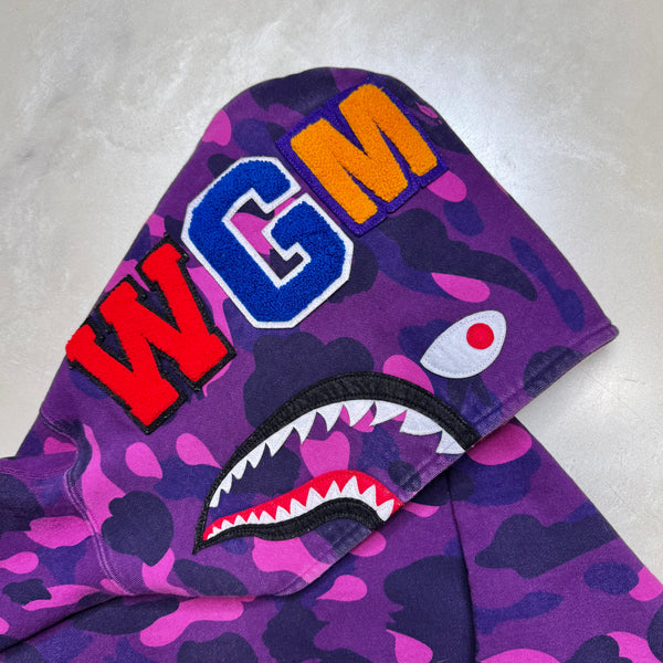 [M] Bape Purple Camo Pullover Shark Hoodie