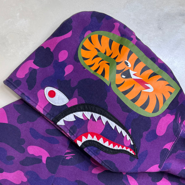 [M] Bape Purple Camo Pullover Shark Hoodie