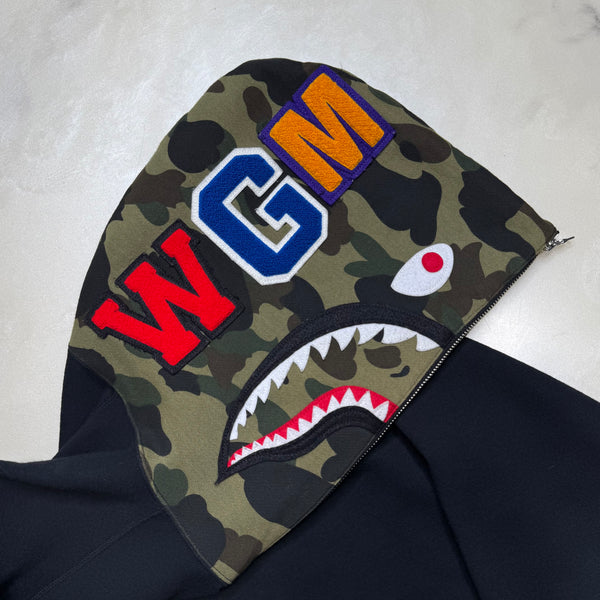 [M] Bape Half Camo Half-Zip Shark Hoodie