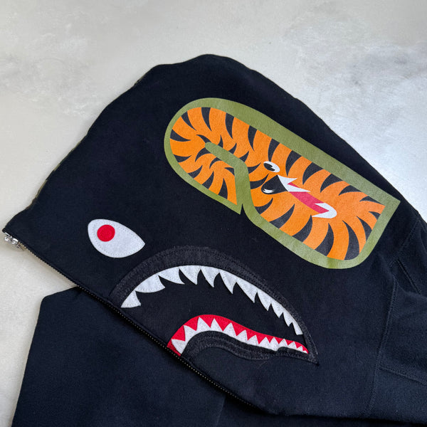 [M] Bape Half Camo Half-Zip Shark Hoodie