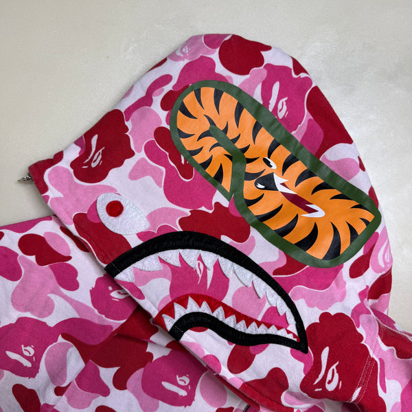 [M] Bape Pink ABC Camo Shark Hoodie