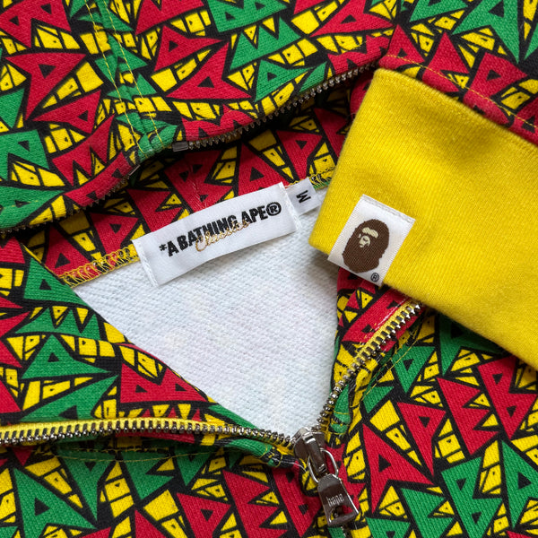 [M] OG Bape Rasta Spell Out Full-Zip Hoodie