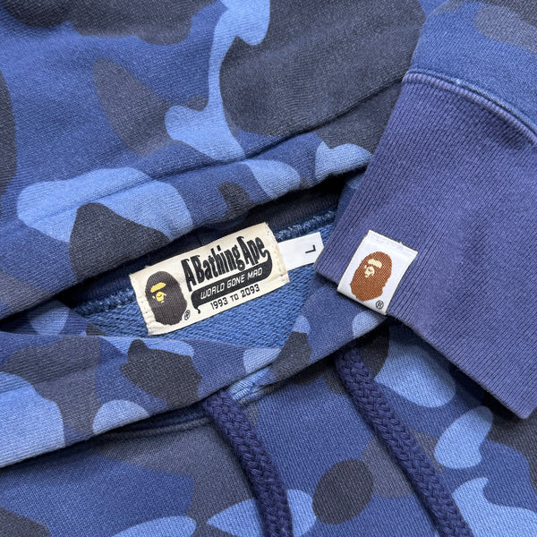 [L] Bape Blue 1st Camo Pullover Hoodie
