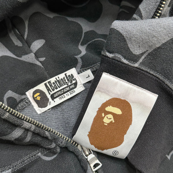 [L] Bape Grey ABC Camo Full-Zip Shark Hoodie