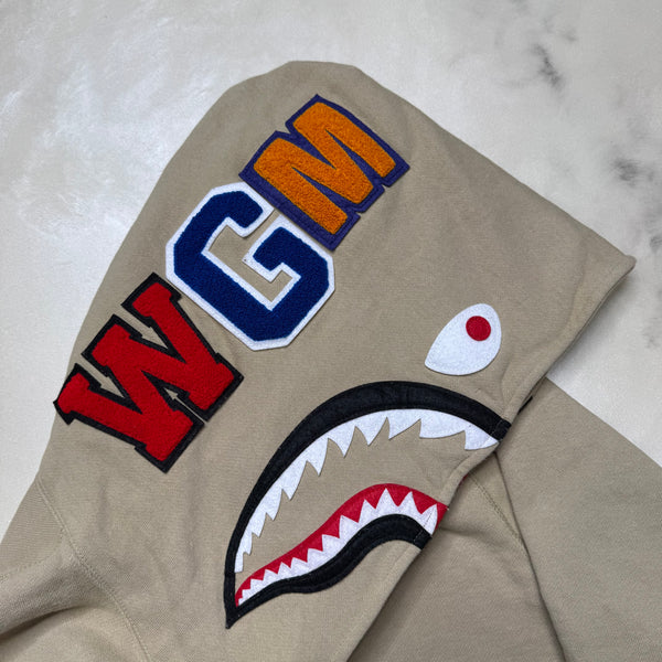 [L] Bape Tan Pullover Shark Hoodie