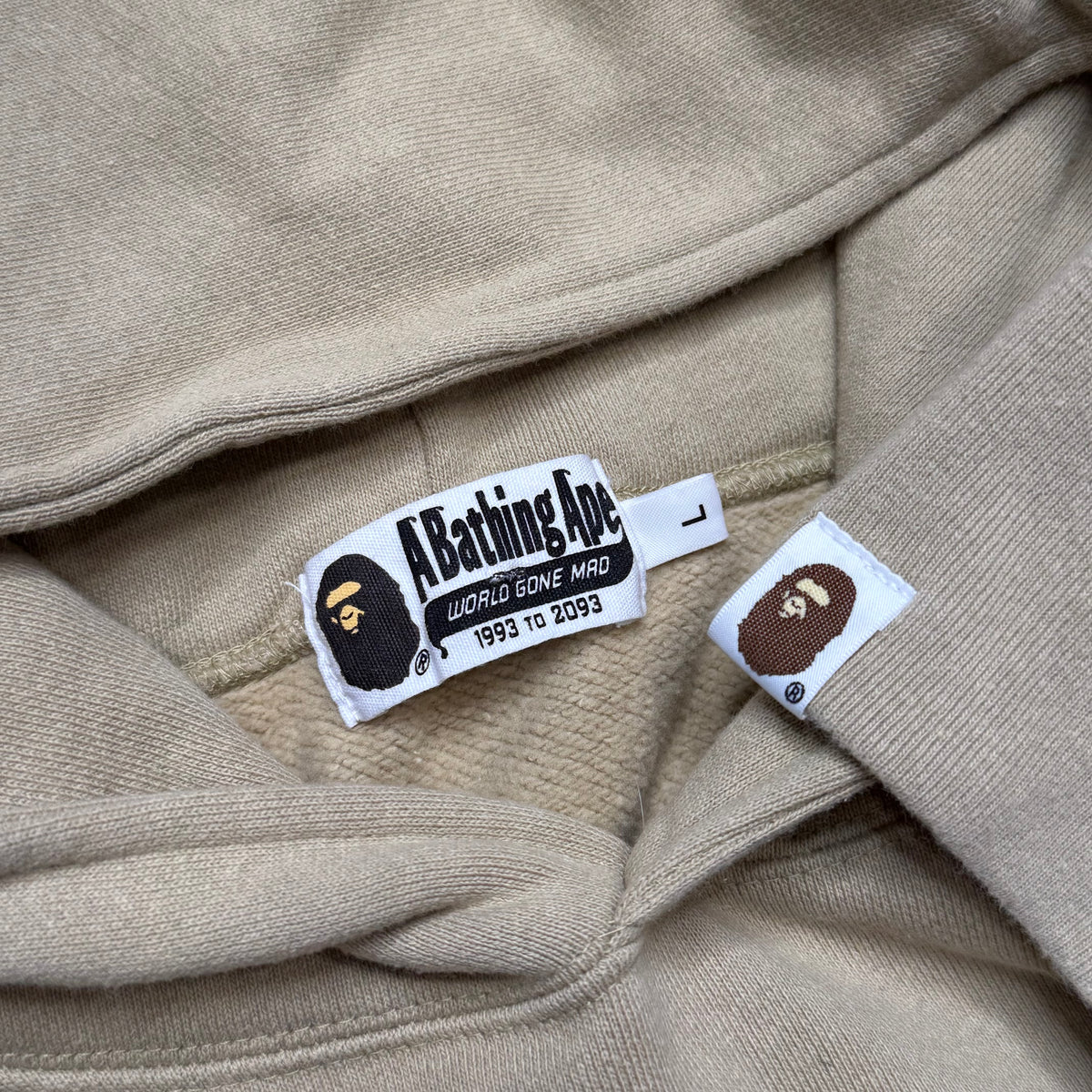 [L] Bape Tan Pullover Shark Hoodie