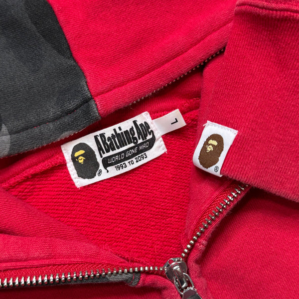 [L] Bape Half Grey Camo Full-Zip Shark Hoodie