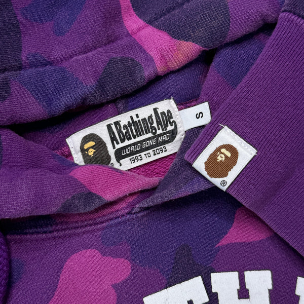 [S] Bape Purple Camo College Logo Hoodie