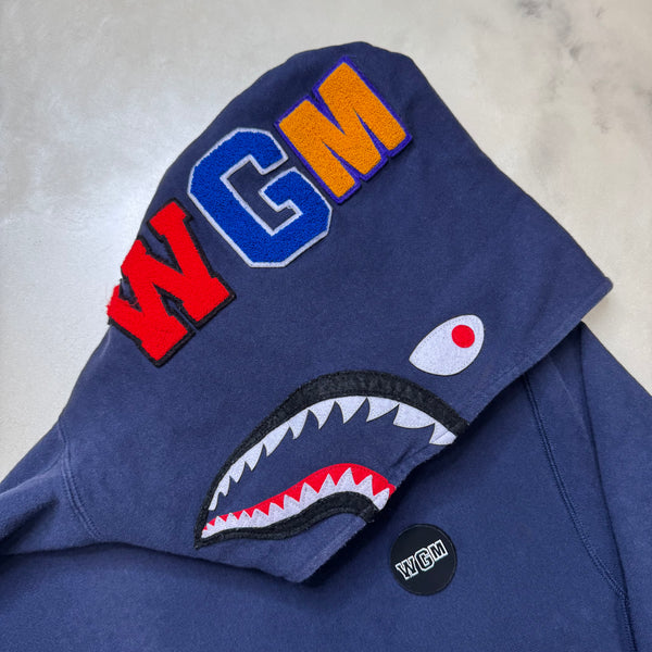 [2XL] Bape Navy Pullover Shark Hoodie