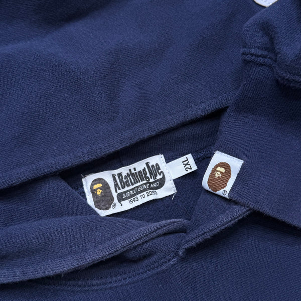 [2XL] Bape Navy Pullover Shark Hoodie