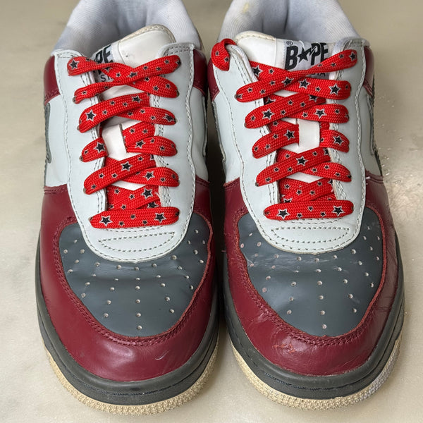 [9.5] Bape Maroon & Grey Bapestas