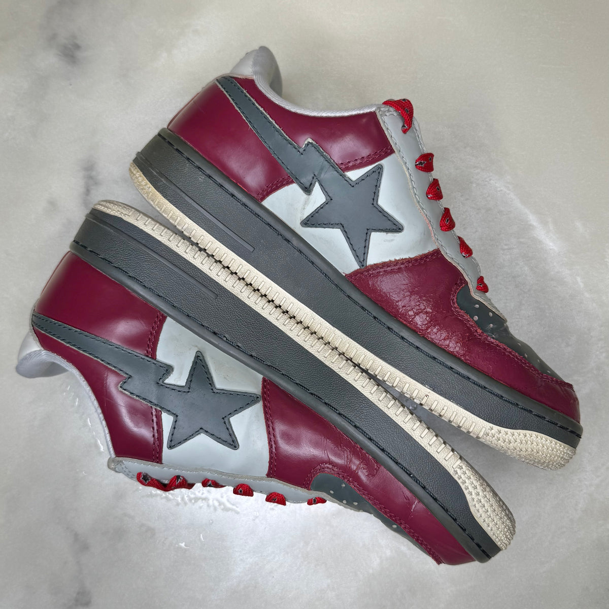 [9.5] Bape Maroon & Grey Bapestas