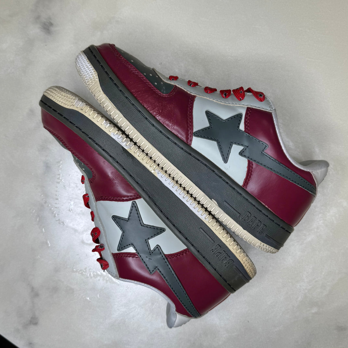 [9.5] Bape Maroon & Grey Bapestas