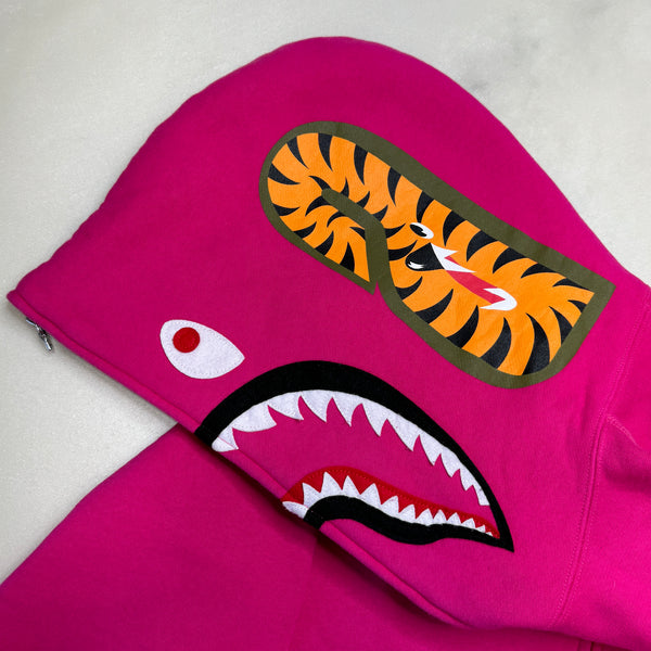 [L] Bape Pink Half Camo Shark Hoodie