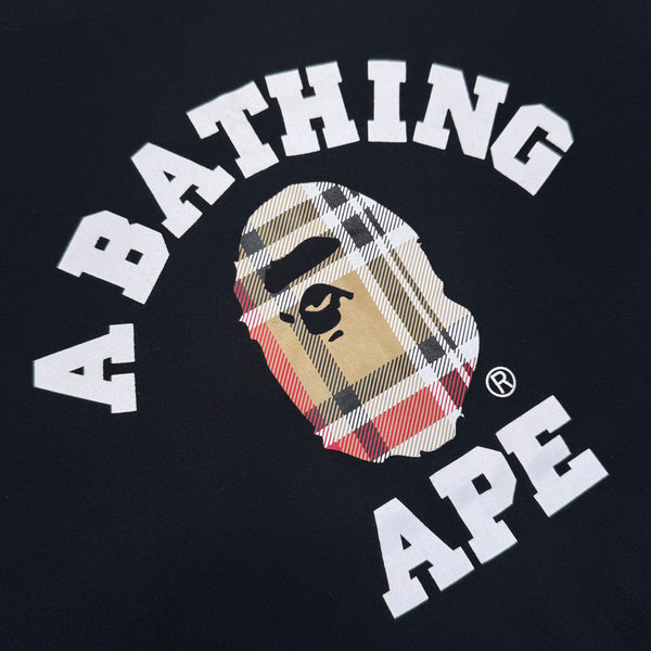 [XL] Bape Plaid College Logo Tee