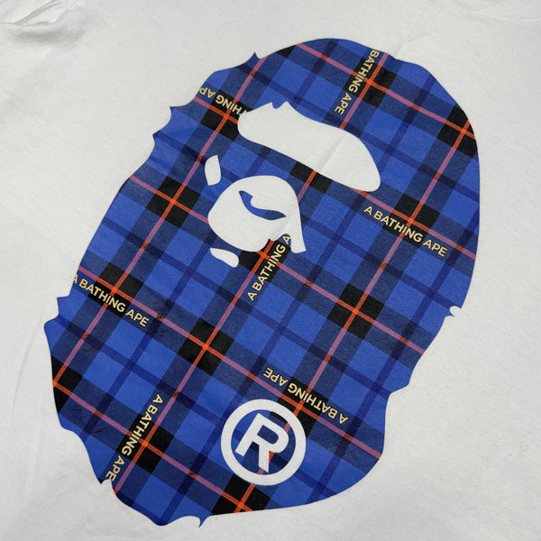 [XL] Bape Blue Plaid Ape Head Tee