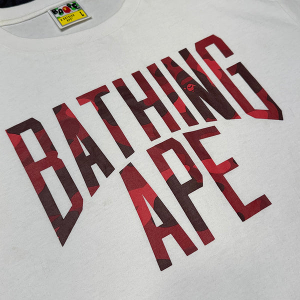 [L] Bape Red Camo NY Logo Tee