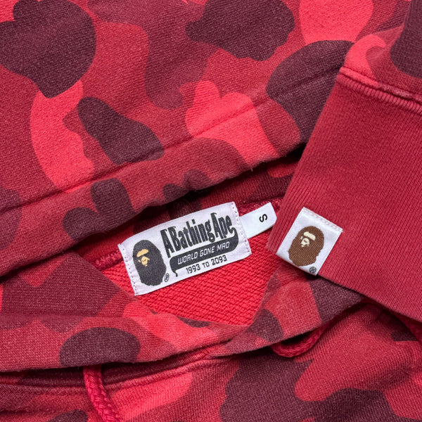 [S] Bape Red Camo Spell Out Hoodie