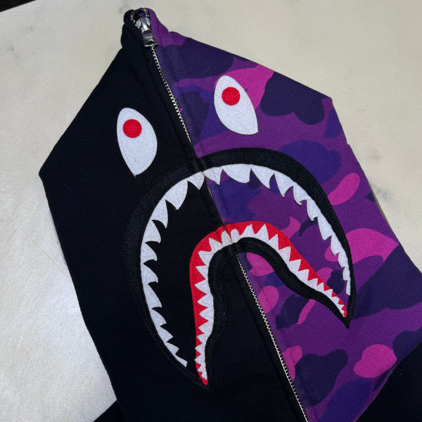 [S] Bape Purple Half Camo Shark Hoodie