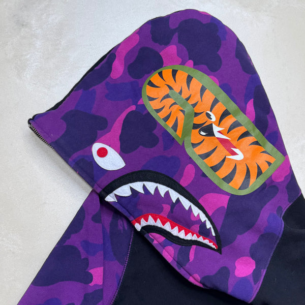 [S] Bape Purple Half Camo Shark Hoodie