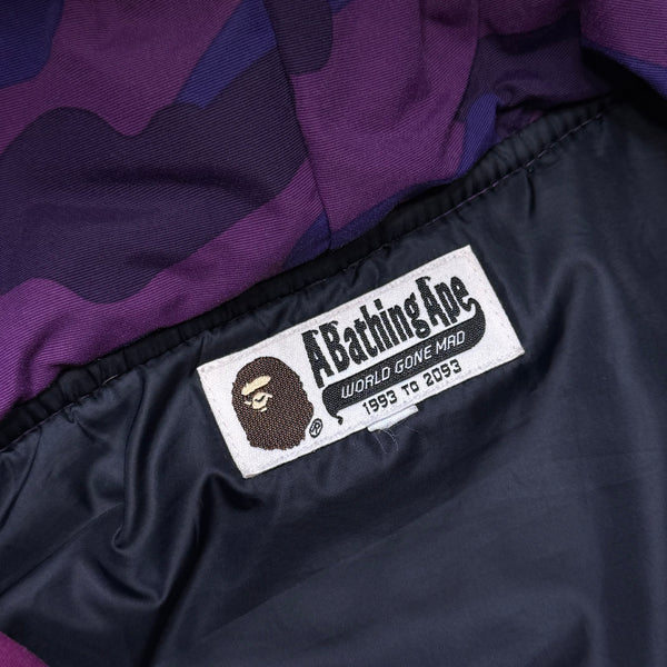 [L] Bape Purple Camo Shark Puffer Jacket