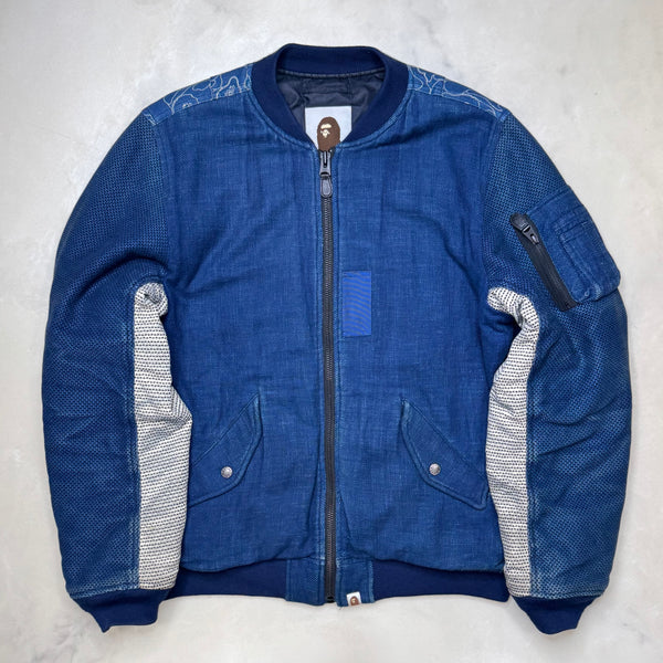 [XL] Bape Indigo Camo Shark Bomber Jacket