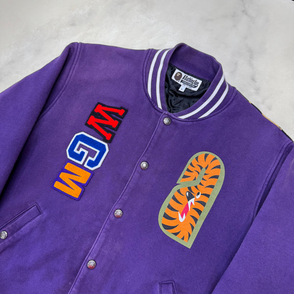 [L] Bape Purple 1st Camo Varsity Jacket