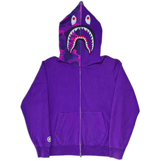 [XL] Bape Purple Half Camo Shark Hoodie