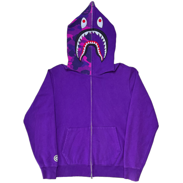 [XL] Bape Purple Half Camo Shark Hoodie