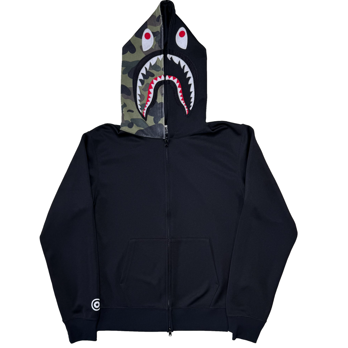 [L] Bape Half Camo Polyester Shark Hoodie