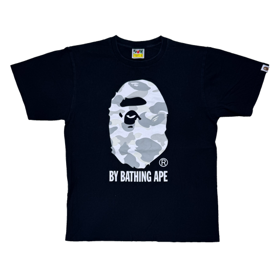 [L] Bape White Camo Ape Head Tee