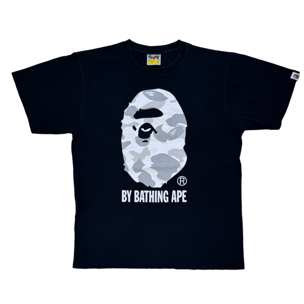 [L] Bape White Camo Ape Head Tee
