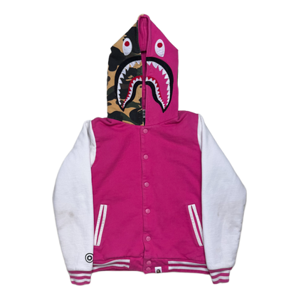 [XS] Bape Half 1st Camo Pink Shark Varsity Hoodie