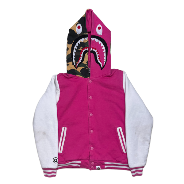[XS] Bape Half 1st Camo Pink Shark Varsity Hoodie