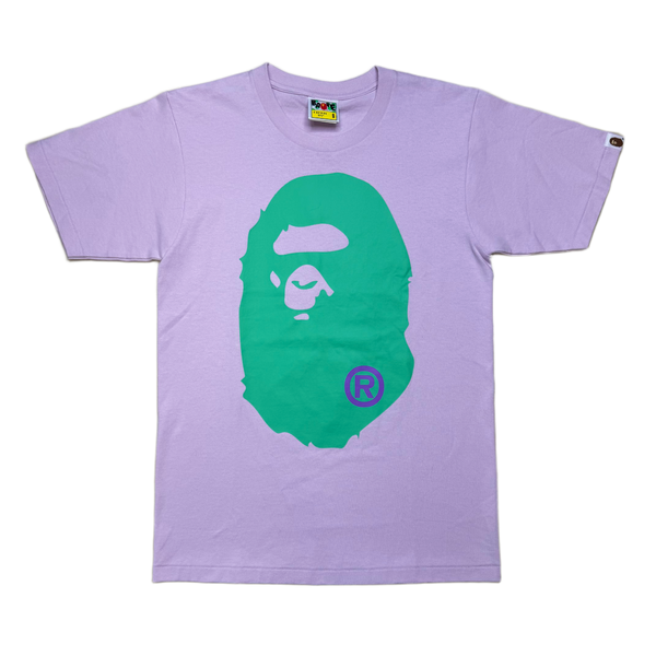 [S] Bape Green on Purple Ape Head Tee