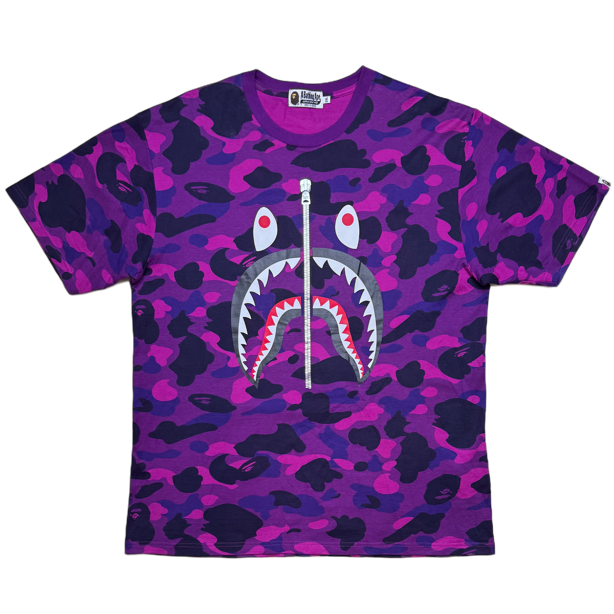 [2XL] Bape Purple Camo Shark Tee
