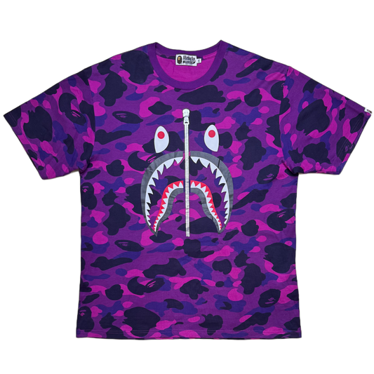 [2XL] Bape Purple Camo Shark Tee