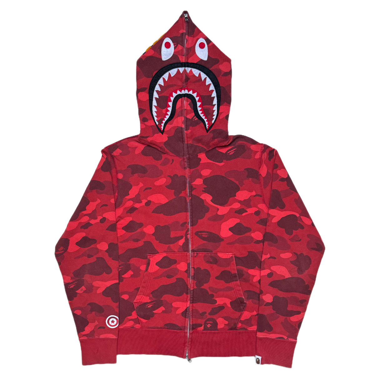[M] Bape Full Red Camo Shark Hoodie